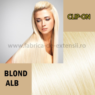 Clip-On Ondulat Blond Alb