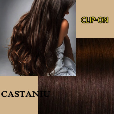 Clip-On Ondulat Castaniu Simplu