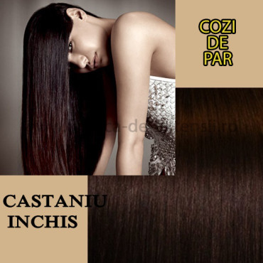 Cozi de Par Sintetice Castaniu Inchis