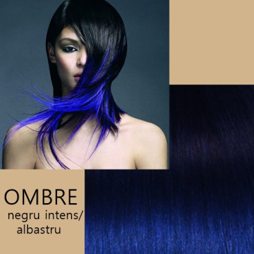 Front lace  Ombre Negru Intens / Albastru