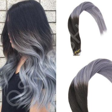 Extensii Tape IN White Platinum Ombre 1B Metallic Grey Extensii Tape IN White Platinum Ombre 1B Metallic Grey