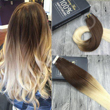 Extensii Tape IN White Platinum Ombre #3 #60 Extensii Tape IN White Platinum Ombre #3 #60